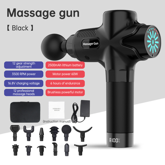 Pistolet de massage mini avec écran LCD 24V, écran tactile, 12 niveaux, pour muscles et fascia en profondeur, affichage LCD