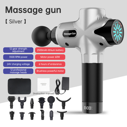 Pistolet de massage mini avec écran LCD 24V, écran tactile, 12 niveaux, pour muscles et fascia en profondeur, affichage LCD
