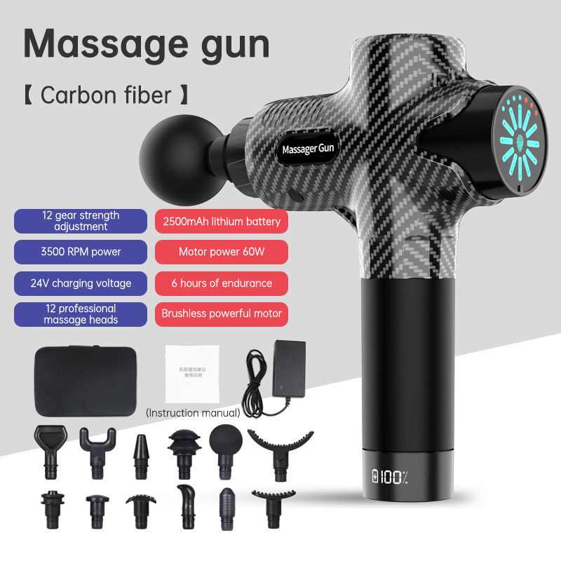 Pistolet de massage mini avec écran LCD 24V, écran tactile, 12 niveaux, pour muscles et fascia en profondeur, affichage LCD