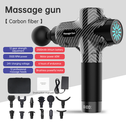 Pistolet de massage mini avec écran LCD 24V, écran tactile, 12 niveaux, pour muscles et fascia en profondeur, affichage LCD