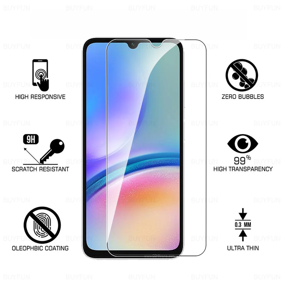 1-4Pcs Verre trempé à couverture complète pour Samsung Galaxy A05s A05 A15 4G A25 A35 A55 5G A06 A16 A26 A36 A56 Protecteur d’écran de couverture HD