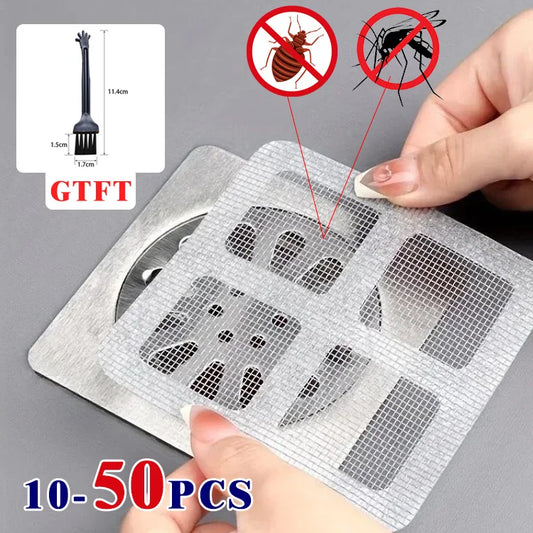 10-50pcs Disposable Shower Drain Hair Catcher Mesh Shower Drain Covers