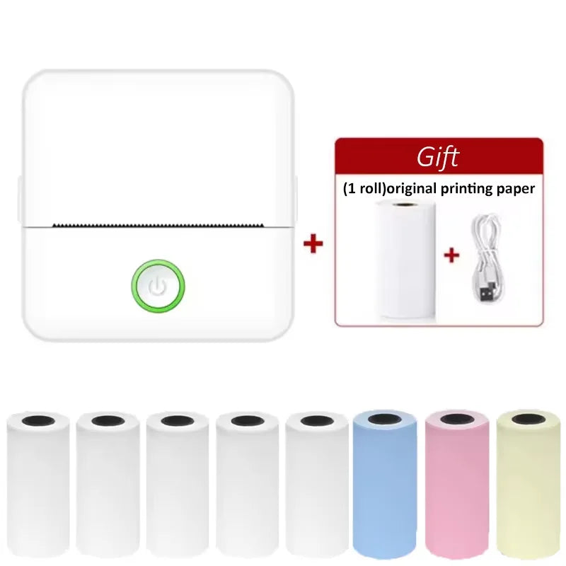 Imprimante portable mini HD X6, imprimante thermique de poche Bluetooth pour étiquettes et autocollants avec rouleaux de papier pour notes d'étudiant, impression sans encre