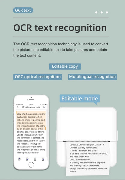 Imprimante portable mini HD X6, imprimante thermique de poche Bluetooth pour étiquettes et autocollants avec rouleaux de papier pour notes d'étudiant, impression sans encre