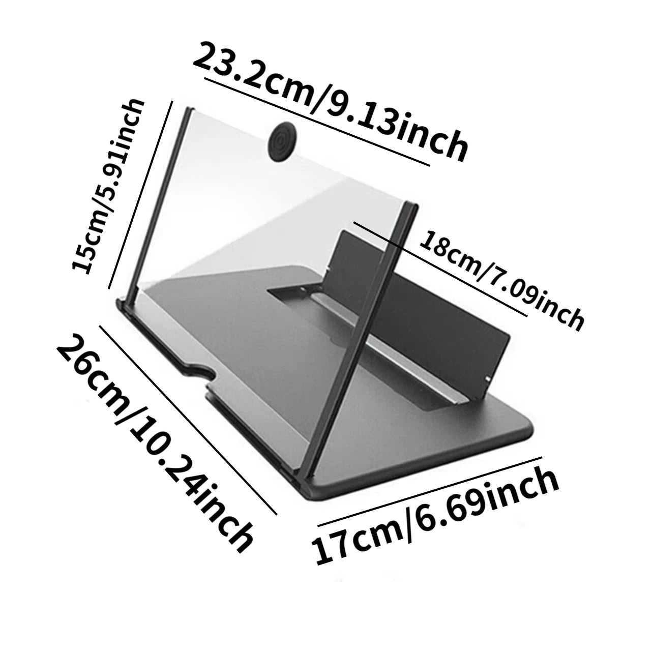 Projecteur d’amplificateur d’écran de téléphone 3D HD, support pliable pour films, vidéos, jeux, compatible avec tous les smartphones de 10 pouces
